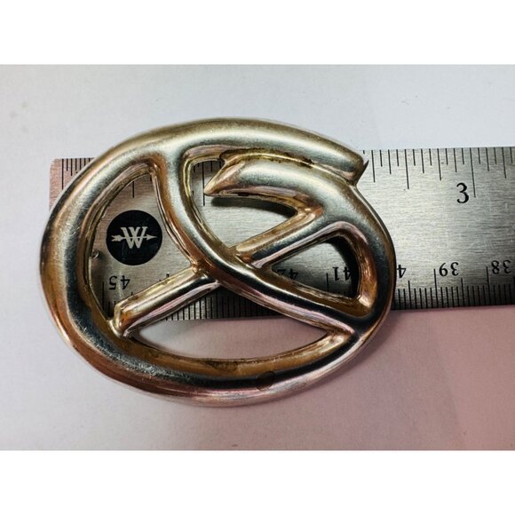 Vintage Estate 925 Sterling Silver Pendant Brooch-Pin, Unique O with X Design - Picture 7 of 10